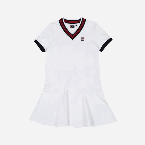 Vestidos Fila Mujer Blancas - Flare - España 801497WLT